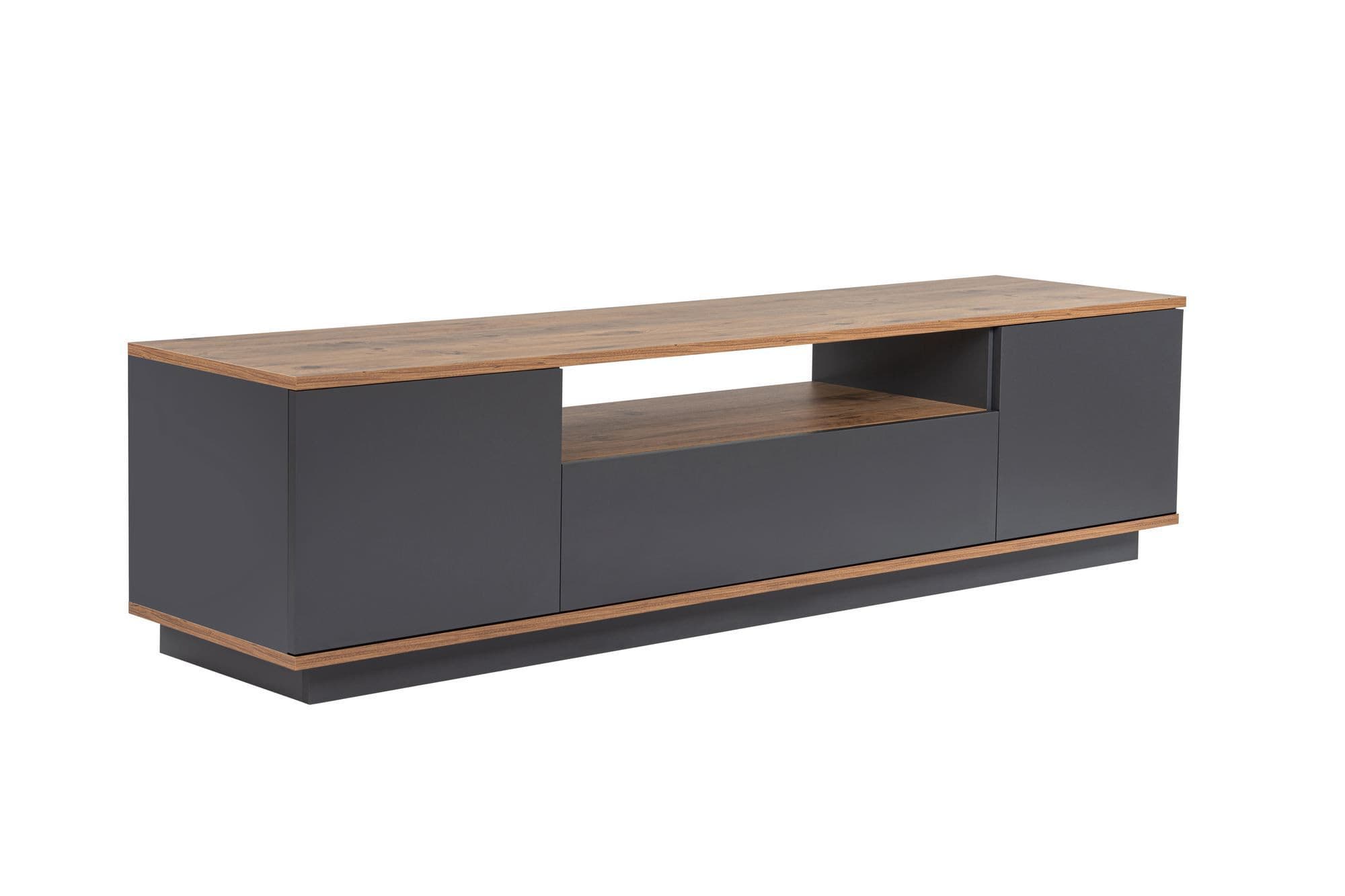 Meuble TV en bois "Veramont" - 180 x 44 x 44 cm - Gris anthracite