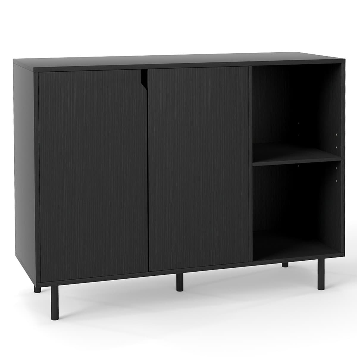 Buffet de Cuisine Buffet en Bois Moderne avec 2 Portes Étagères Réglables Pieds Métalliques et 2 Com