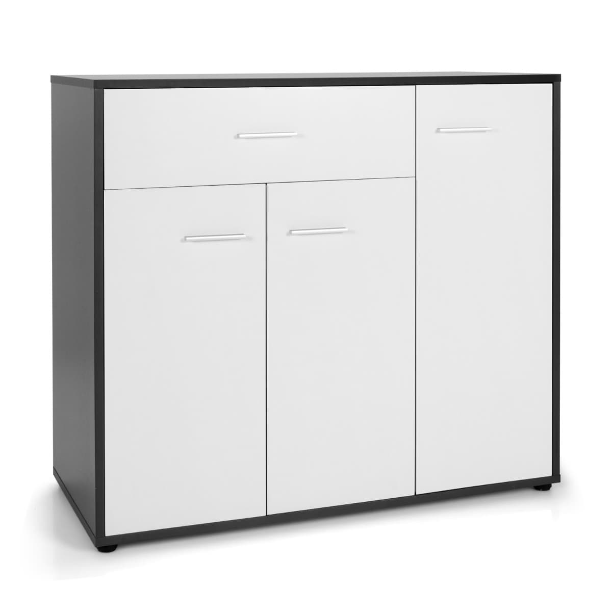 CostwayBuffet Moderne Placard de Cuisine avec Dispositif Anti-renversement et Étagère Réglable Armoire de Rangement Latérale à 3 Portes Grand Tiroir