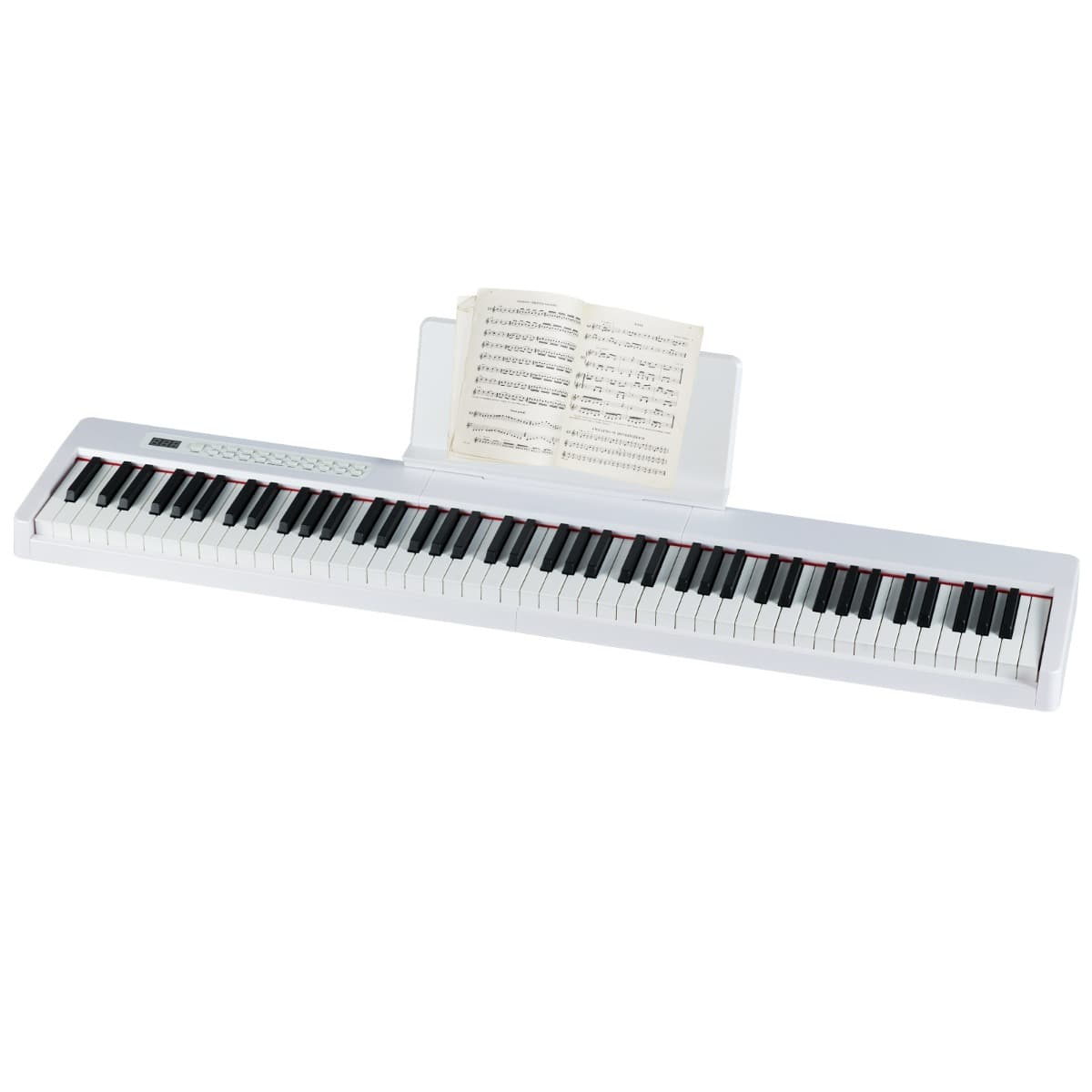 CostwayClavier de Piano à 88 Touches Piano Électrique de Taille Complète avec Source Audio DREAM Française Pédale Sustain Pupitre Blanc
