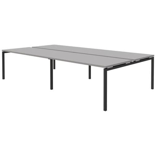 Bureau Droit 4 Places - Gris Clair - Open Bench - 160 Cm