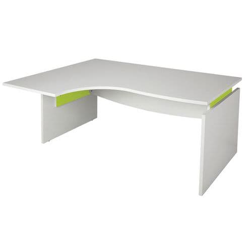 Bureau AsymÃ©trique LinÃ©o L.180cm Retour Ã Gauche Blc Et Anis