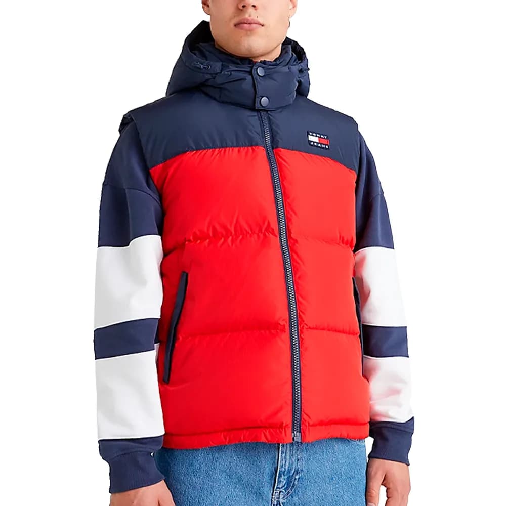 Doudoune sans manche Tommy Jeans Alaska color block Homme Rouge