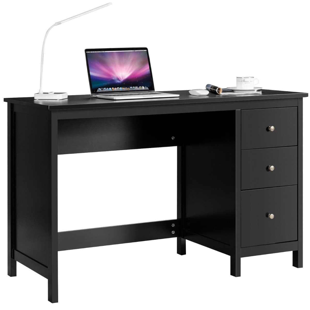 Bureau Informatique Table d'Ordinateur 120 x 50 x75 cm Spacieux avec 3 Tiroirs Style Moderne Coloris