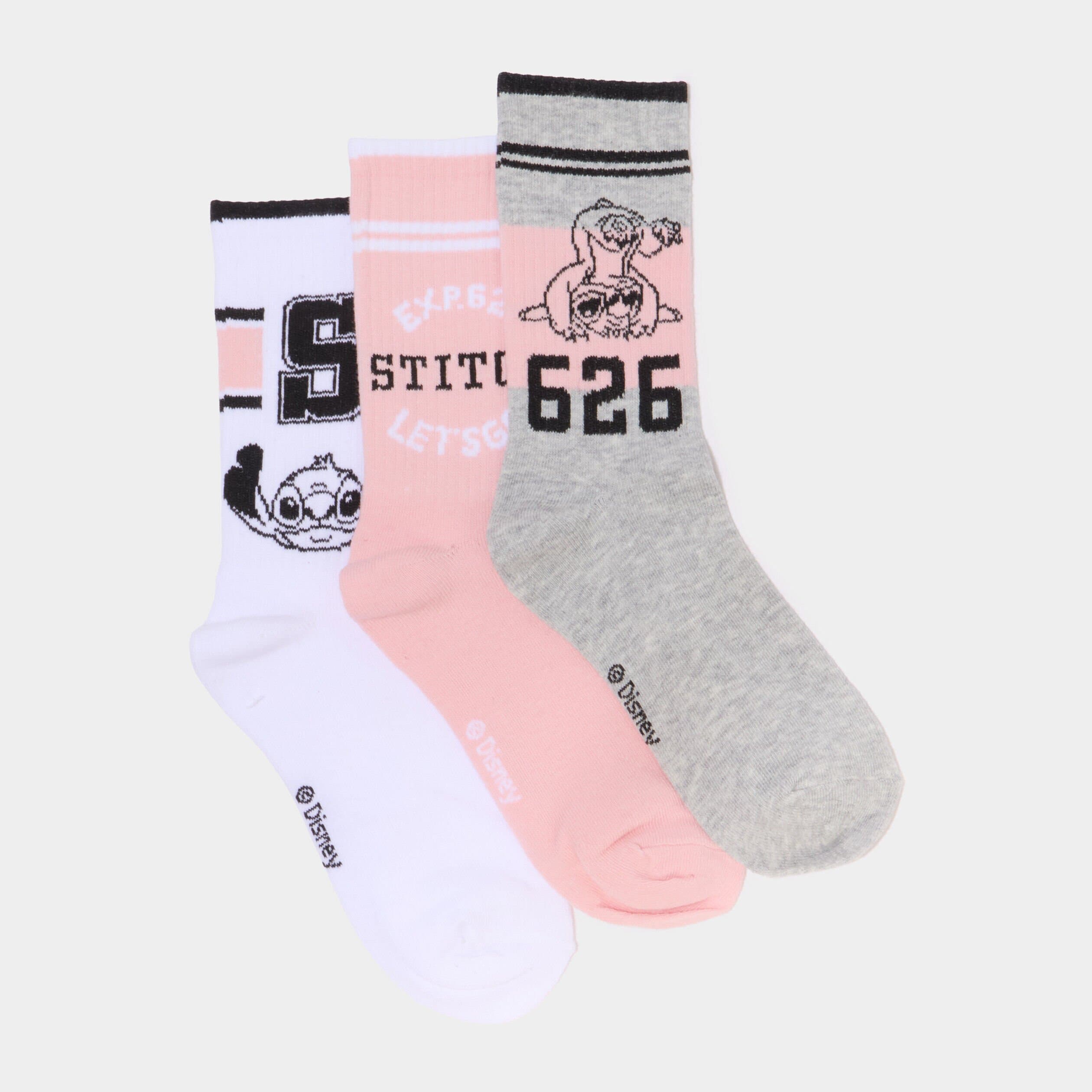 Lot 3 paires chaussettes Stitch multicolore femme