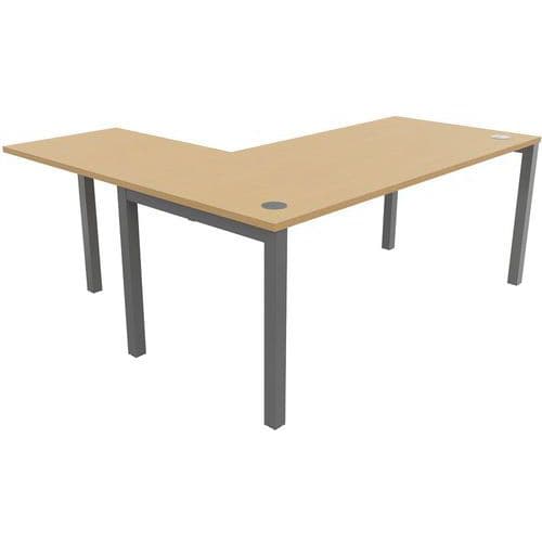 Bureau Pied Arche 180 X 80 Cm Av Extension 60x80cm Hêtre/alu