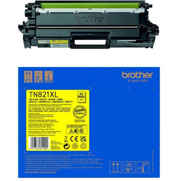 Brother TN821 XLY cartouche de toner haute capacité jaune original 9000 pages - TN821XLY